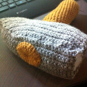 Stuffed hammer with handle top in place